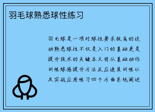 羽毛球熟悉球性练习